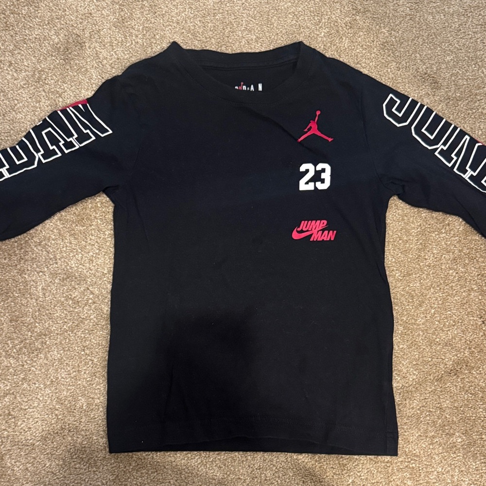 Jordan Kids Black Tee with Red Accents